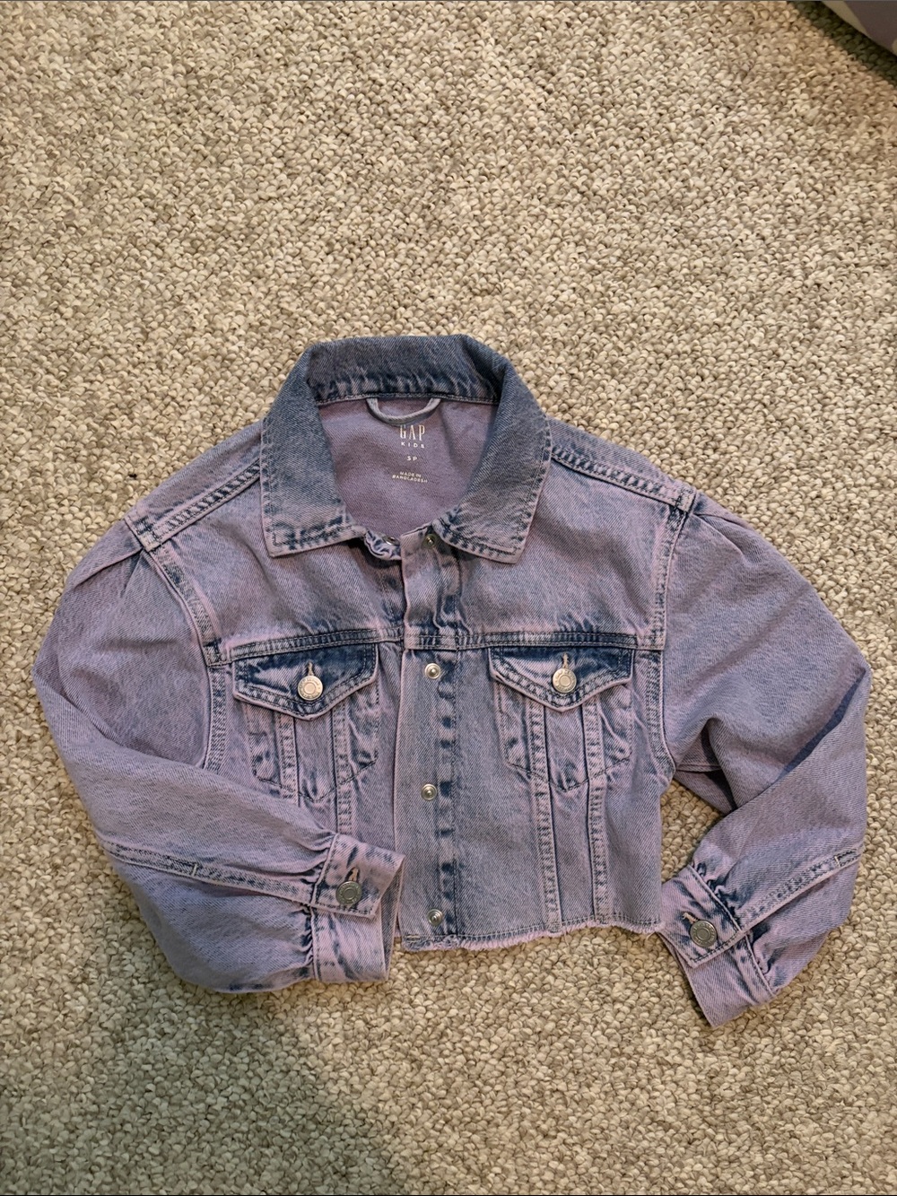 GAP Kids Lavender Wash Cropped Denim Jacket